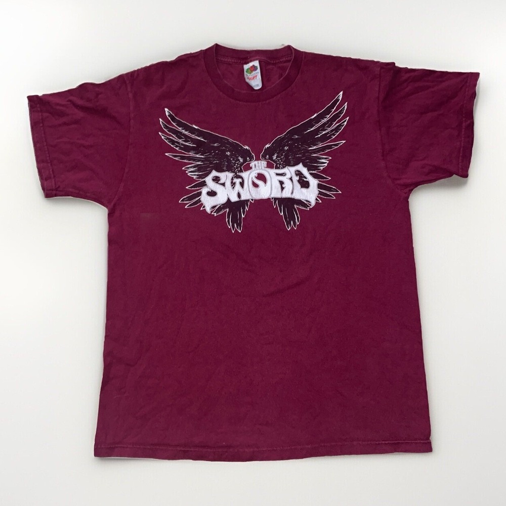 Vtg The Sword Band Shirt Mens Large Maroon Wings Logo Doom Metal Stoner Rock Y2K